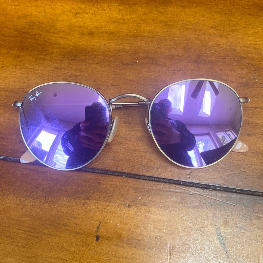 Purple Reflective Circle Raybans